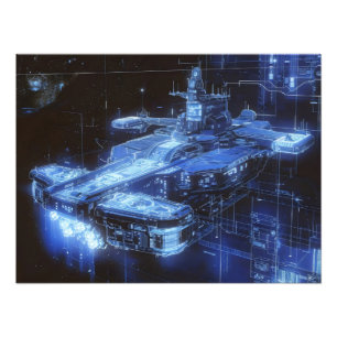 Science Fiction Ship Blueprint Photo Print