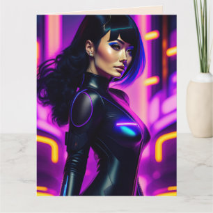 SCIENCE FICTION SKINTIGHT LEATHER WOMAN BIRTHDAY C CARD