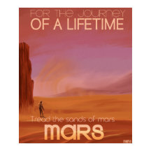 Science Fiction Vintage Mars Vacation Illustration