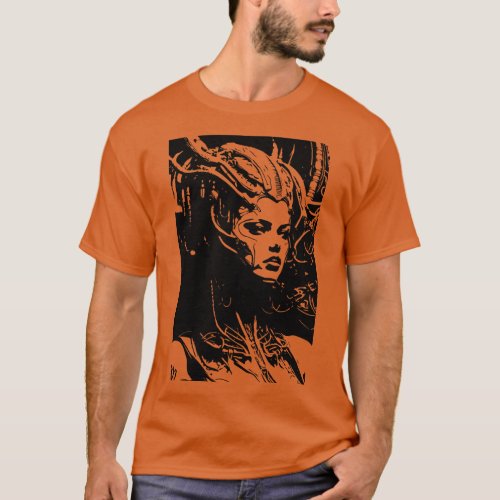 science fiction woman cyborg T_Shirt