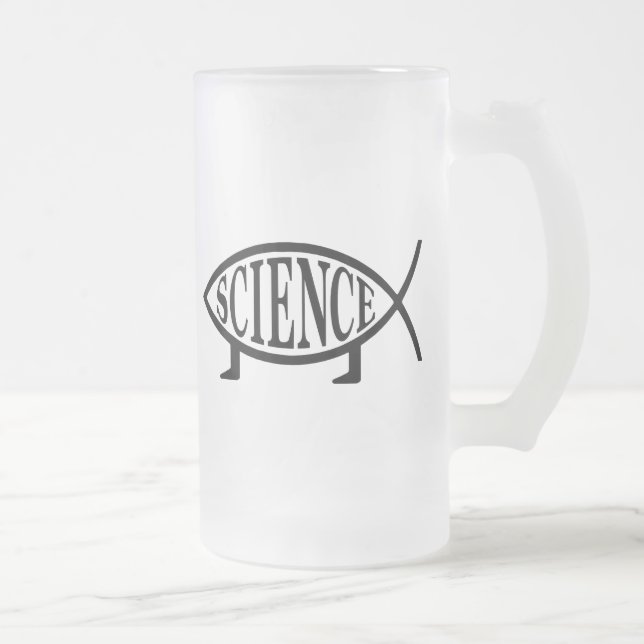 Science Fish Frosted Glass Beer Mug (Right)