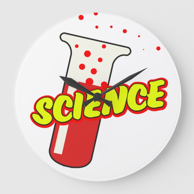 Science Flask Cartoon Large Clock (Front)