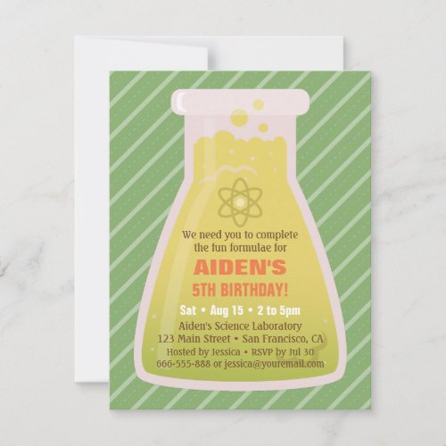 Science Flask Kids Birthday Party Invitations