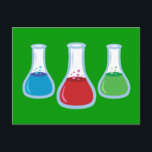 Science Flasks Postcard<br><div class="desc">This fun science illustration features three colorful cartoon erlenmeyer flasks with red, blue and green bubbly fluids in them! This chemistry design is the perfect gift to buy for a science teacher (particularly chemistry teachers, of course), science geek or a chemist but also doubles as an awesome gamer design (magical...</div>