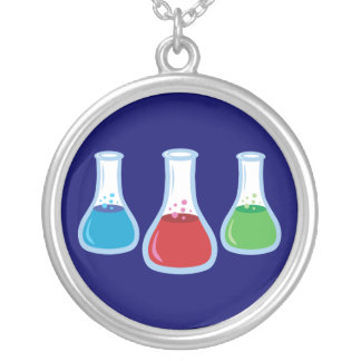 Science Flasks Silver Plated Necklace