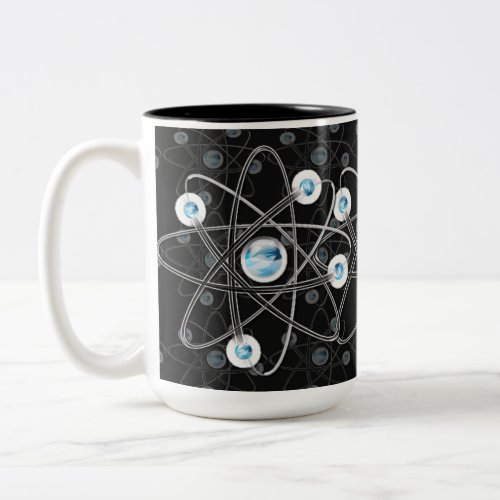 Science Geek Atom Symbol Black Mug