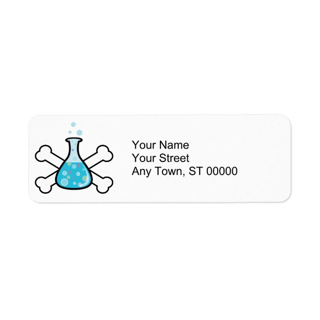 science geek beaker and crossbones design label (Front)