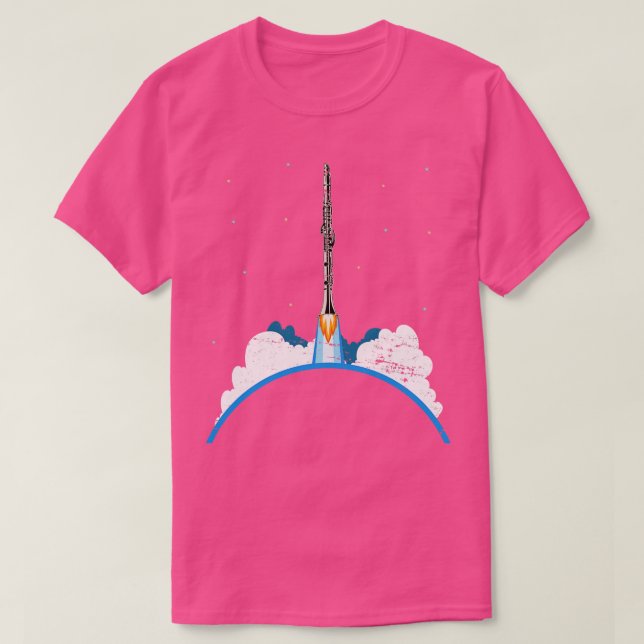 Science Gift Music Rocket Clarinet T-Shirt (Design Front)