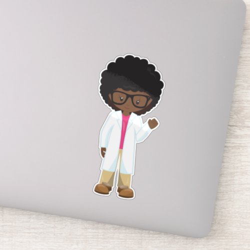 Science Girl African American Girl Scientist Sticker