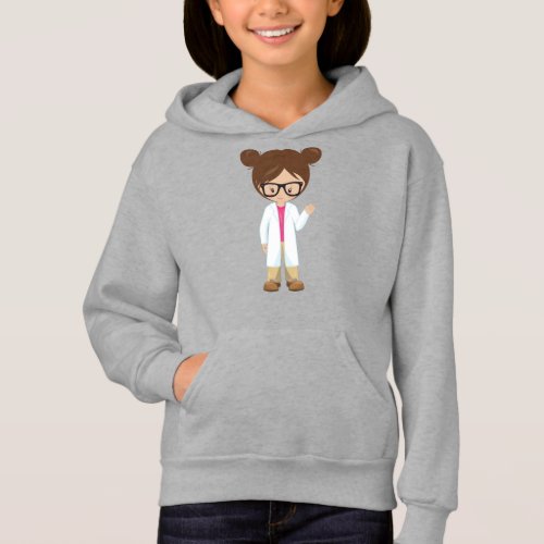 Science Girl Scientist Cute Girl Brown Hair Hoodie