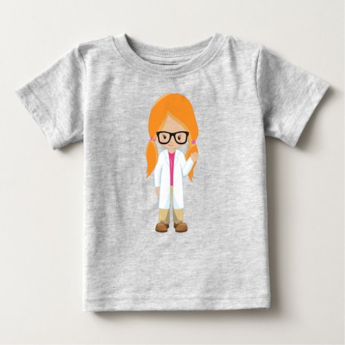 Science Girl Scientist Cute Girl Orange Hair Baby T_Shirt