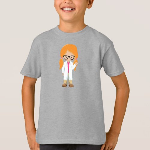 Science Girl Scientist Cute Girl Orange Hair T_Shirt