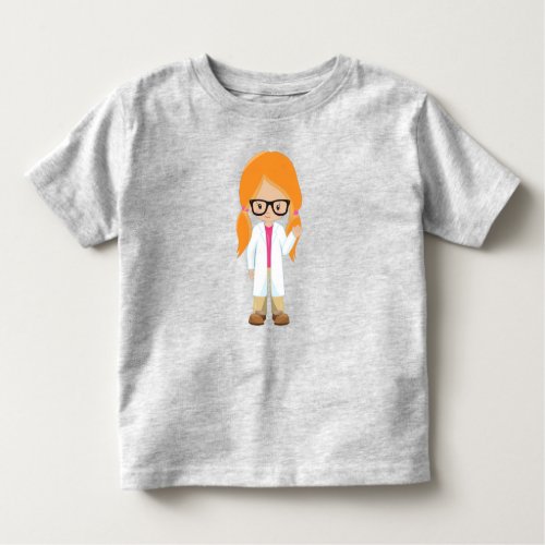 Science Girl Scientist Cute Girl Orange Hair Toddler T_shirt