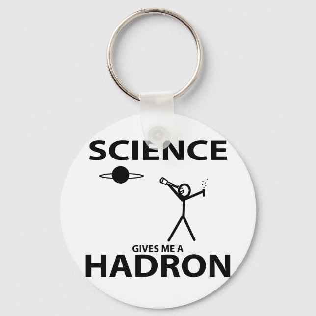 Science Gives Me a Hadron Stick Figure Nerd Gear Keychain (Front)