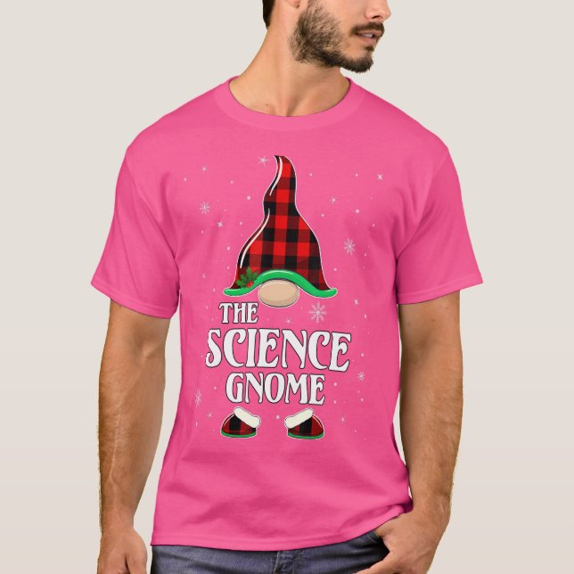 Science Gnome Buffalo Plaid Matching Family Group  T-Shirt (Front)