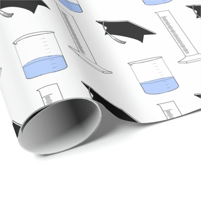 Science Graduation Beaker Cap Graduated Cylinder Wrapping Paper (Roll Corner)