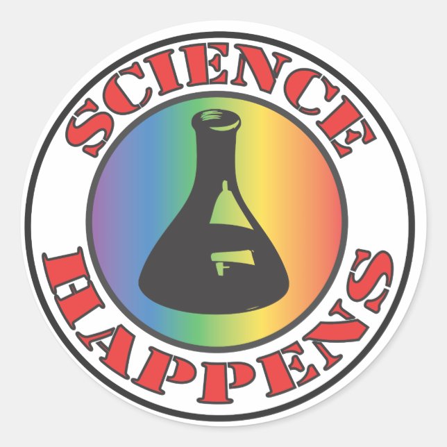 Science Happens Classic Round Sticker (Front)