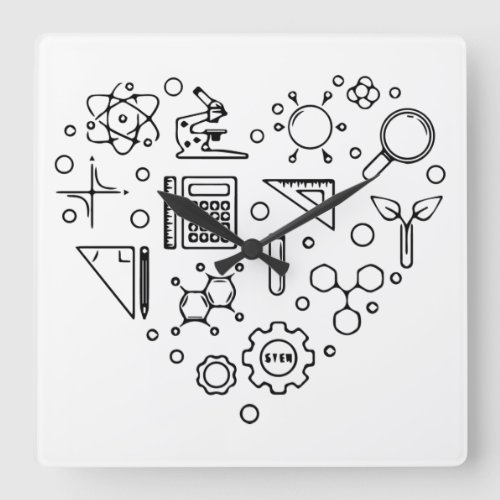Science Heart _ Science You Energy Funny Science Square Wall Clock