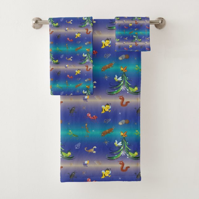 Science, Insect Bug Lover Christmas Tree Bath Towel Set (Insitu)