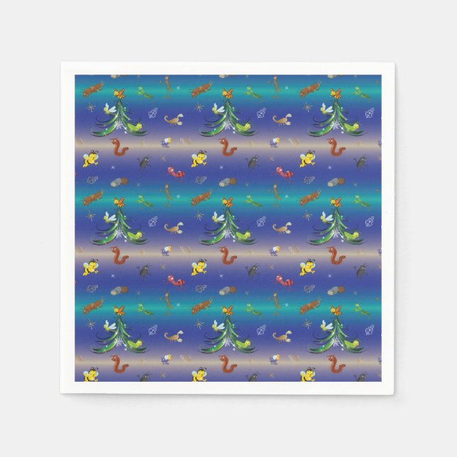 Science, Insect Bug Lover Christmas Tree Napkins (Front)