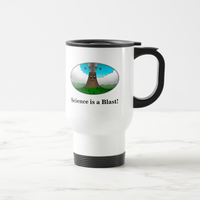 "Science is a Blast!" Cartoon Volcano Travel Mug (Right)