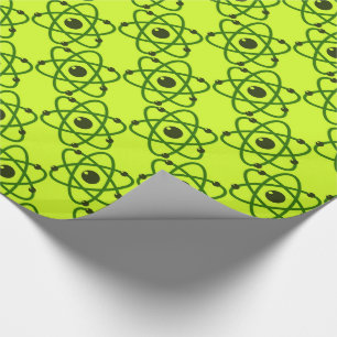 Science is Cool Neon Green Chemistry Atoms Design Wrapping Paper