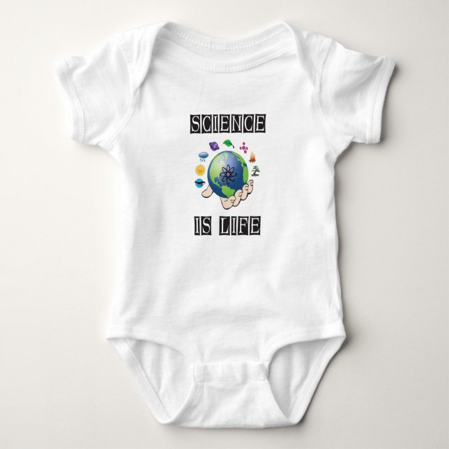 Science is life baby bodysuit (Front)