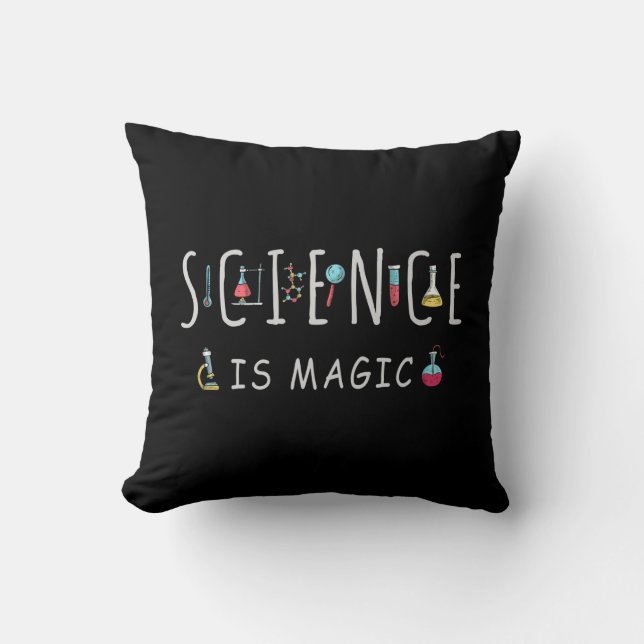 Science is magic throw pillow (Front)