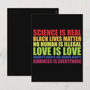 Science Is Real Black Lives Matter LGBT Pride Holiday Postcard