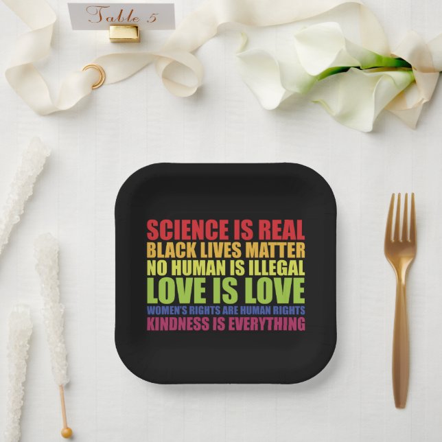 Science Is Real Black Lives Matter LGBT Pride  Paper Plates (Wedding)