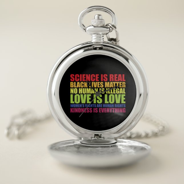 Science Is Real Black Lives Matter LGBT Pride  Pocket Watch (Inside)