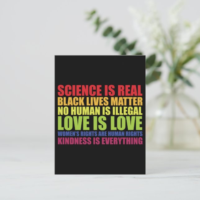 Science Is Real Black Lives Matter LGBT Pride  Postcard (Standing Front)