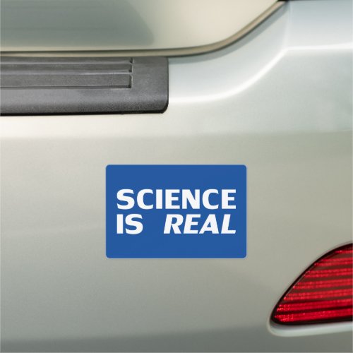 Science is Real blue white bumper Car Magnet