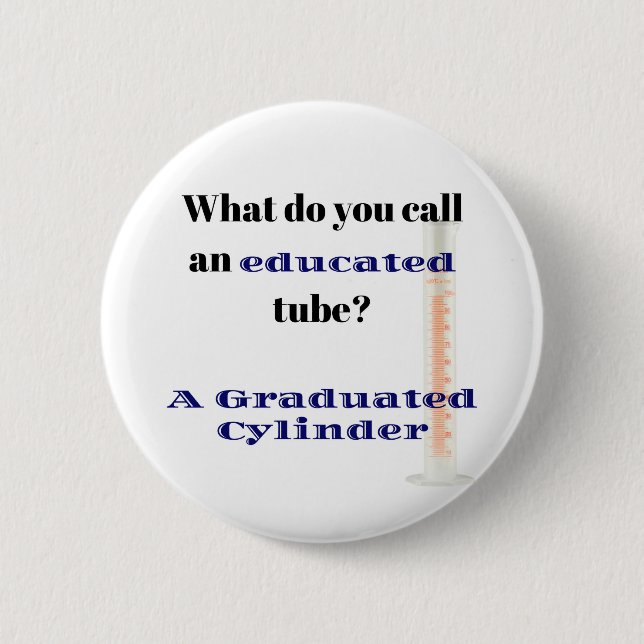 Science Joke Dad Joke Graduated Cylinder Button (Front)