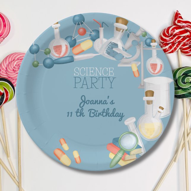 Science lab and chemistry birthday party paper plates (Creator Uploaded)