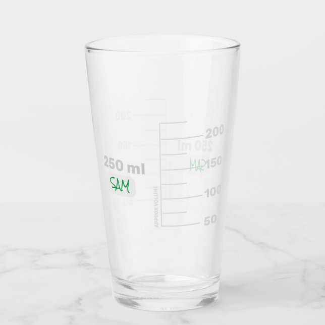 Science Lab Beaker Personalized Drinking Glass (Front)