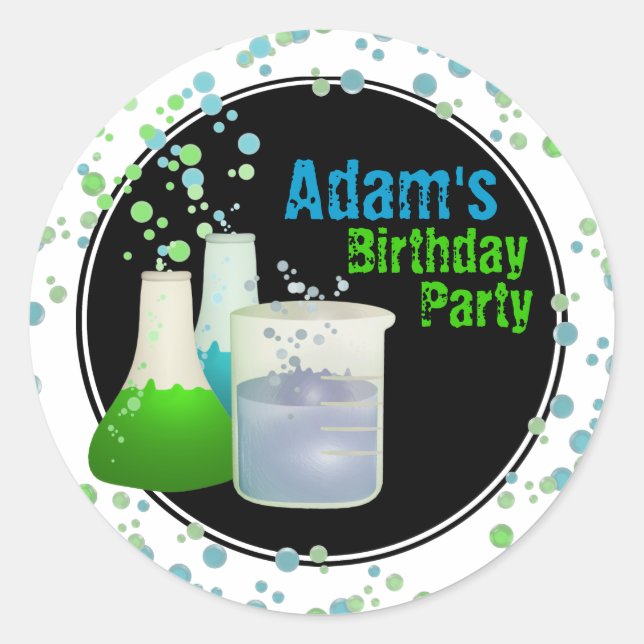 Science Lab Birthday Classic Round Sticker (Front)