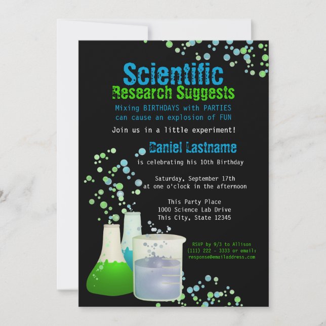 Science Lab Birthday Invitation (Front)
