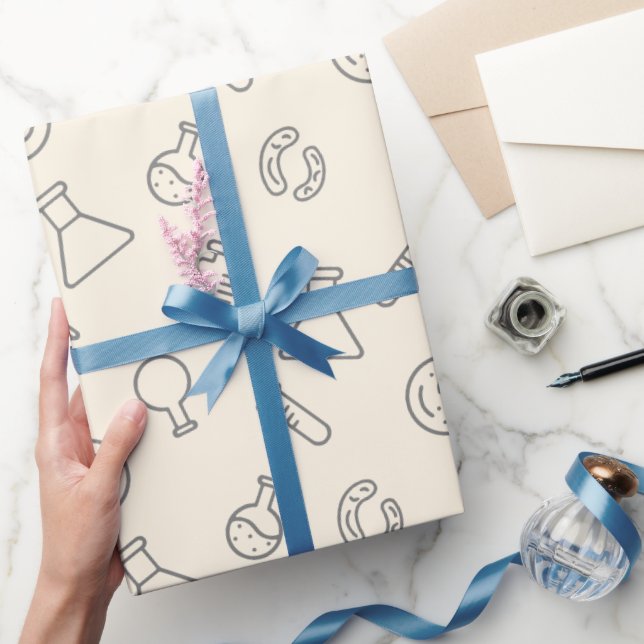 Science Lab Equipment Yellow Cream Chemistry Wrapping Paper (Gifting)