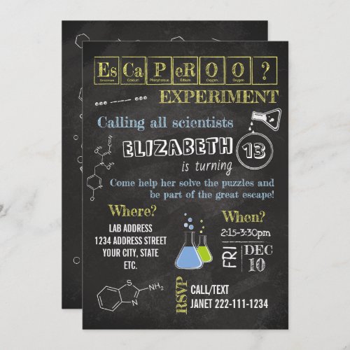 Science Lab Escape Room Invitation