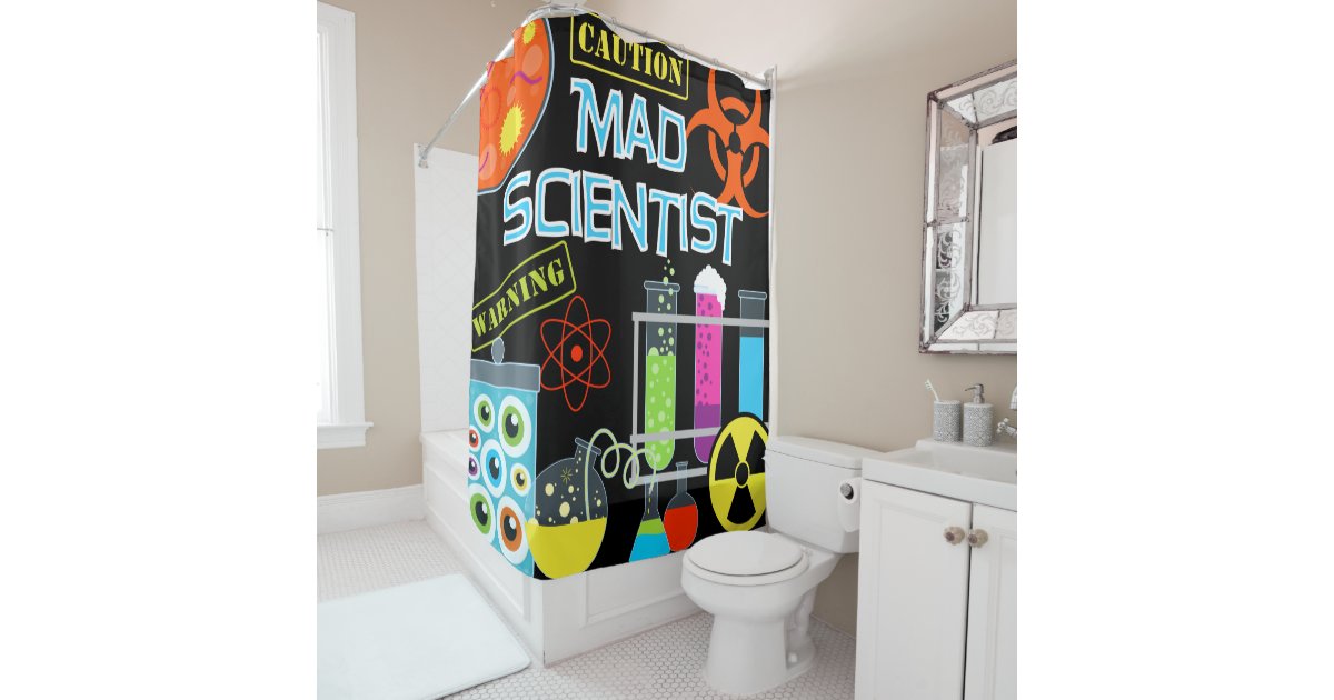Science Lab Mad Scientist Kids Shower Curtain Zazzle