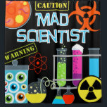 Science Lab Mad Scientist Kids Shower Curtain<br><div class="desc">Colorful Mad Scientist shower curtain for boys or girls who love science and doing experiments in the science laboratory! Features test tubes,  beakers,  jars of eyes,  and blue text that reads Mad Scientist!</div>