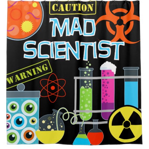 Science Lab Mad Scientist Kids Shower Curtain