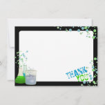 Science Lab Thank You<br><div class="desc">Fun science lab theme flat card thank you note featuring bubbling flasks,  beakers and test tubes.  Compliments our Science birthday party invitation.  Bubbles carry over to back of card with plenty of room for additional writing.</div>