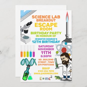Science Lab Theme Escape Room  Birthday Party Invitation by StampedyStamp at Zazzle