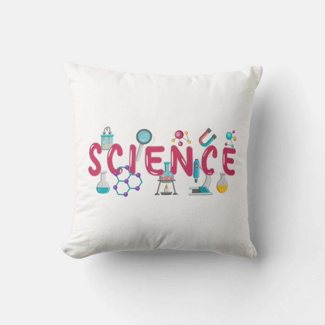 Science laboratory apparatus throw pillow (Front)