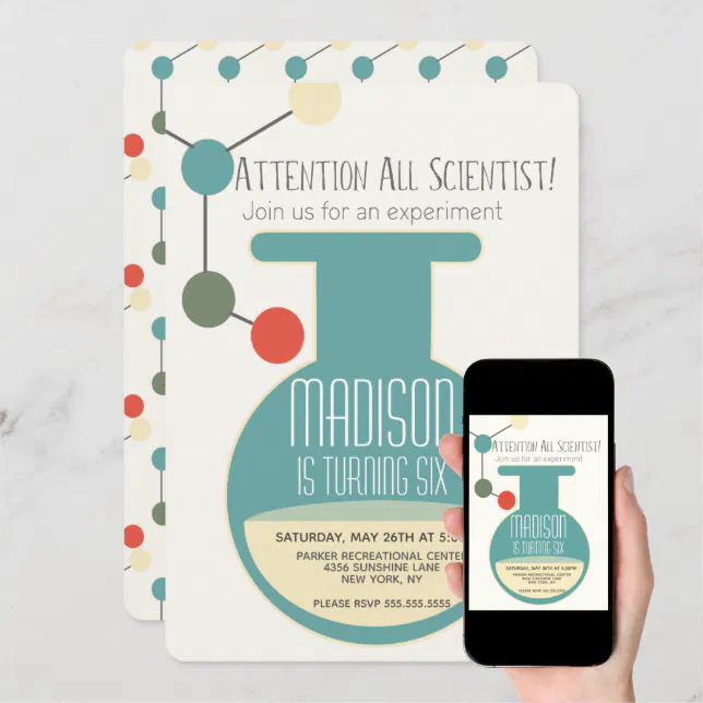 Science Laboratory Chemistry Birthday Party Invitation | Zazzle