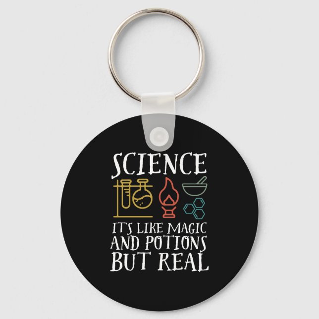 Science Like Magic and Potion Geek Nerd Scientist Keychain (Front)