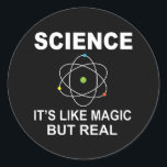Science Like Magic But Real Classic Round Sticker<br><div class="desc">Great shirt for those who love science as a teacher or student. Whether it's chemistry,  biology,  physics,  chemistry,  or math,  Retro vintage sunset unique style design for people who love Science teacher,  student,  scientist,  physics,  chemistry,  biology.</div>