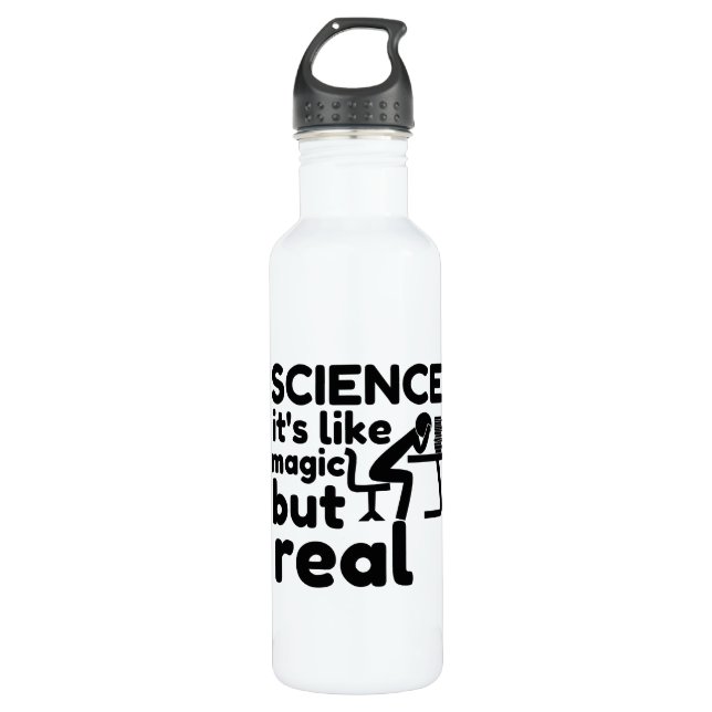 science like magic but real stainless steel water bottle (Front)